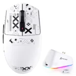 ATTACK SHARK G3 PRO Tri-Mode Wireless Gaming Mouse with Charging Dock, 25000 DPI, PAW3311 Sensor, Bluetooth, 2.4GHz Wireless & Wired, 59g Ultra-Lightweight, Omron Switches, 1000Hz Polling Rate - White