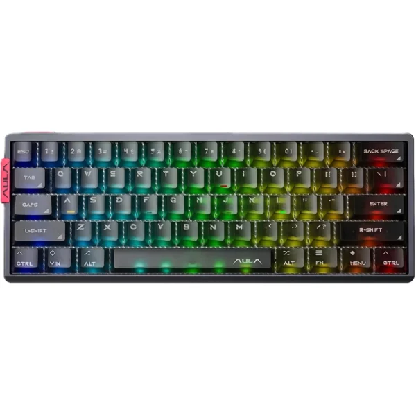 AULA AG60 PRO Wired Hall Effect Magnetic Gaming Keyboard, RGB Backlit, 61 Keys Layout, 8K Polling Rate, 0.1ms Ultra-Low Latency, Dual-Engine Instant Shift, CNC Aluminum Case - Black Frosted Translucent - Aether Magnetic Switch