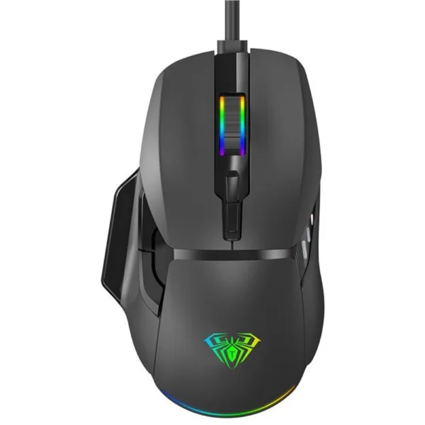 AULA F815 RGB Backlit Ergonomic Wired Gaming Mouse, Adjustable 12800 DPI with Multi-Button Design - Black