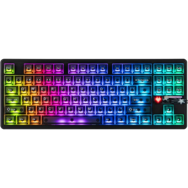 AULA F87 PRO V2 Wireless Mechanical Gaming Keyboard, 87-Key TKL, 10000mAh Battery, 8K Polling Rate, Tri-Mode Bluetooth/2.4GHz/USB-C, Hot-Swappable, RGB Backlit, Gasket-Mounted with LED Matrix Display - Black Frosted Translucent - X3 Switch