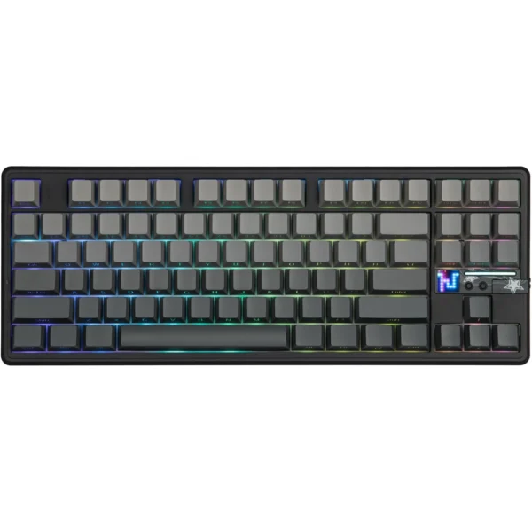 AULA F87 PRO V2 Wireless Mechanical Gaming Keyboard, 87-Key TKL, 10000mAh Battery, 8K Polling Rate, Tri-Mode Bluetooth/2.4GHz/USB-C, Hot-Swappable, RGB Backlit, Gasket-Mounted with LED Matrix Display - Gradient Grey - LEOBOG Greywood V4 Switch