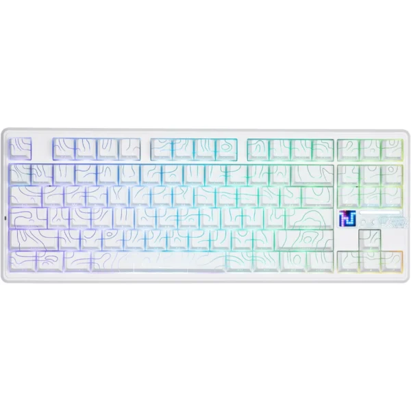 AULA F87 PRO V2 Wireless Mechanical Gaming Keyboard, 87-Key TKL, 10000mAh Battery, 8K Polling Rate, Tri-Mode Bluetooth/2.4GHz/USB-C, Hot-Swappable, RGB Backlit, Gasket-Mounted with LED Matrix Display - White Contours - Star Vector Switch (Seiya)