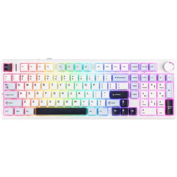 AULA F99 Pro Wireless Mechanical Keyboard, 96% Gasket Hot Swappable Custom Keyboard - Glacial Blue - Star Vector Switch (Seiya)