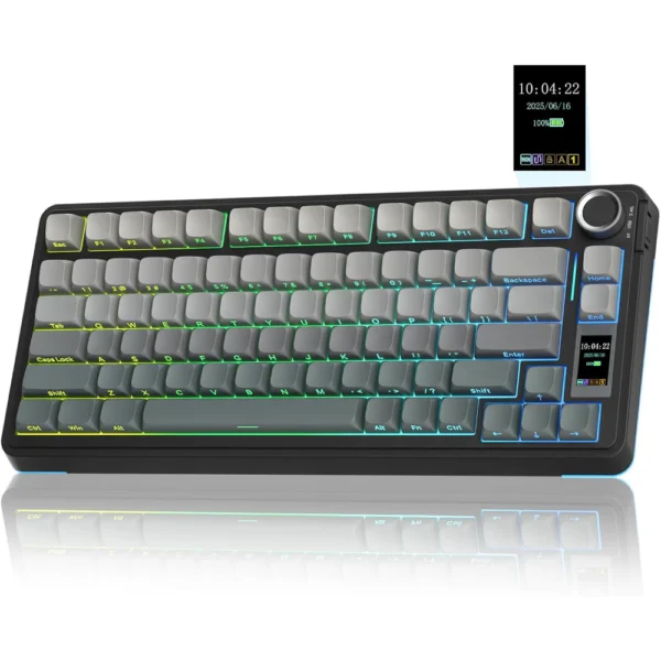 AULA S75 Pro Wireless Mechanical Keyboard w/ Screen, 75%, Gasket, PBT Keycaps, Hot Swappable, Pre-lubed - Gradient Grey - Star Vector Switch (Seiya)