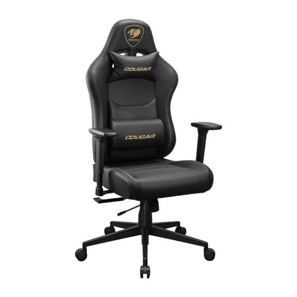 COUGAR Pryme Ergonomic Gaming Chair, 3D Armrests, Adjustable Seat Depth and Lumbar Support, PVC Leather - Gold