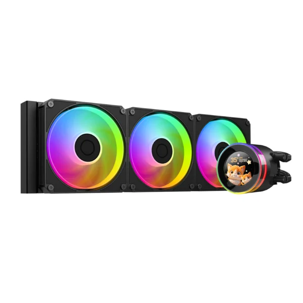 ID-COOLING SL360 V2 360mm ARGB AIO Liquid CPU Cooler, 2.1-Inch LCD Display, 350W TDP, PWM ARGB Fans, Intel LGA1851/1700, AMD AM5/AM4 - Black