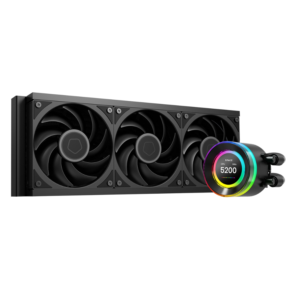 ID-COOLING SL360 V2 Plus 360mm ARGB AIO Liquid CPU Cooler, 2.1-Inch LCD Display, 350W TDP, PWM Fans, Intel LGA1851/1700, AMD AM5/AM4 – Black