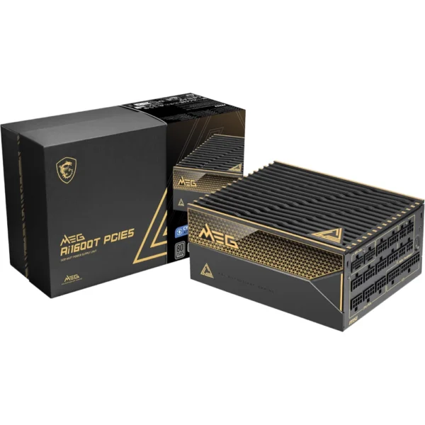 MSI MEG Ai1600T PCIE 5 Gaming Power Supply, Fully Modular Gaming 1600W Power Supply, 80+ Titanium, Dual 12V-2x6 Cables, Server-Grade Capacitor, ATX 3.1 & PCIe 5.1 Ready, Low-Noise, Braided