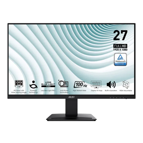 MSI PRO MP273A 27in FHD 100Hz 1ms (MPRT) IPS LCD Business and Productivity Monitor
