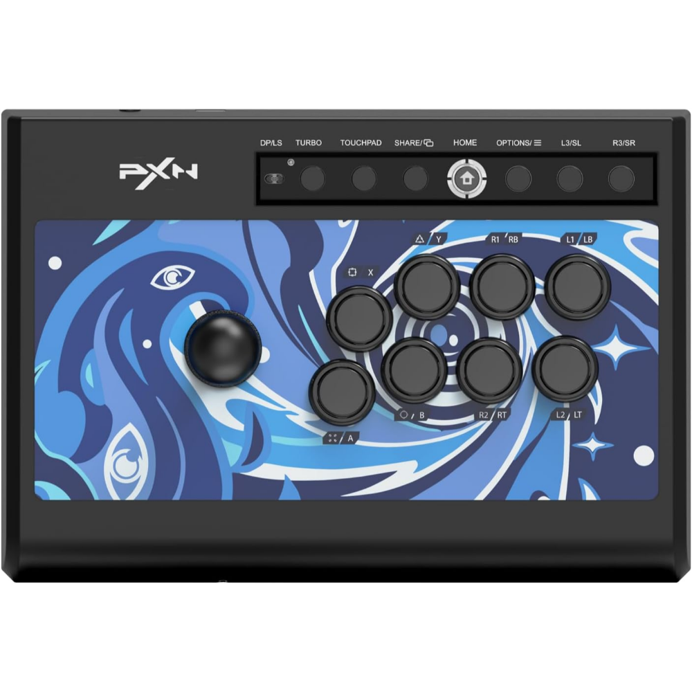 PXN 008 Arcade Fight Stick Joystick, Multi-Platform with Turbo Function, Round Gear Rocker & Mechanical Buttons for PS3, PS4, Xbox One, Xbox Series X/S, Switch & PC