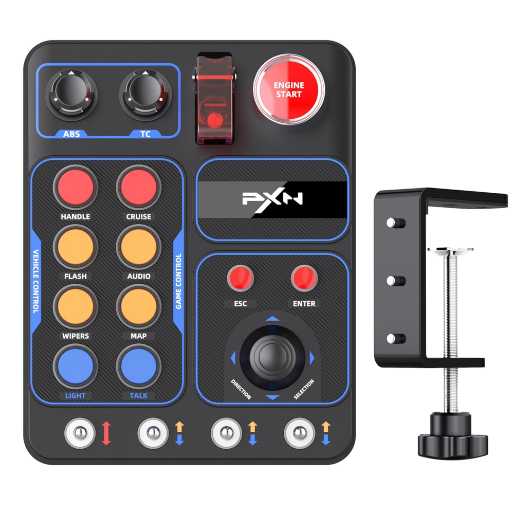 PXN CB1 Racing Button Box, USB Sim Racing Control Panel with 30 Programmable Buttons & RGB Lighting for PC/PXN V9 Gen2 Steering Wheel