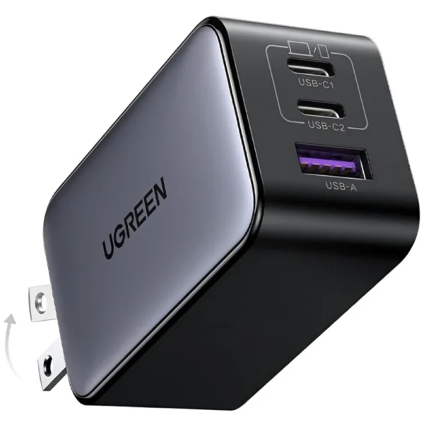 UGREEN 10335 Nexode 65W GaN USB C Wall Charger, 3-Port Compact Foldable Fast Charger Power Adapter for iPhone 17/16/15 Series, Galaxy S25/S24, Pixel 10/9, MacBook Pro/Air, Dell XPS, iPad Pro