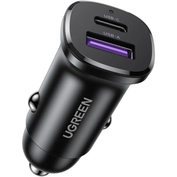 UGREEN 25845 Car Charger, 2 Ports PD 30W/PPS 25W & SCP 22.5W, Super Mini with LED Light, Compatible with iPhone 17/16/15/14/13, Galaxy S25/S24/S23, Pixel 10/9, iPad, MacBook