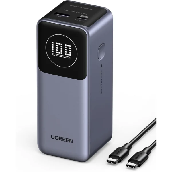 UGREEN 35526B 12000mAh Nexode Power Bank, 100W Fast Charging with 1USB C 1USB A Portable Charger with Smart Digital Display Battery Pack for iPhone 8-16 series, Galaxy S25, iPad Pro, Dell, HP, ASUS, AirPods