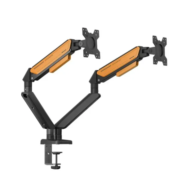 AndaSeat AD-W-A6D-2S-BO Stealth II Duo Dual Monitor Arm, Gas Spring Monitor Mount, 17–32 Inch Displays, Quick Release VESA, Cable Management- Black/Orange