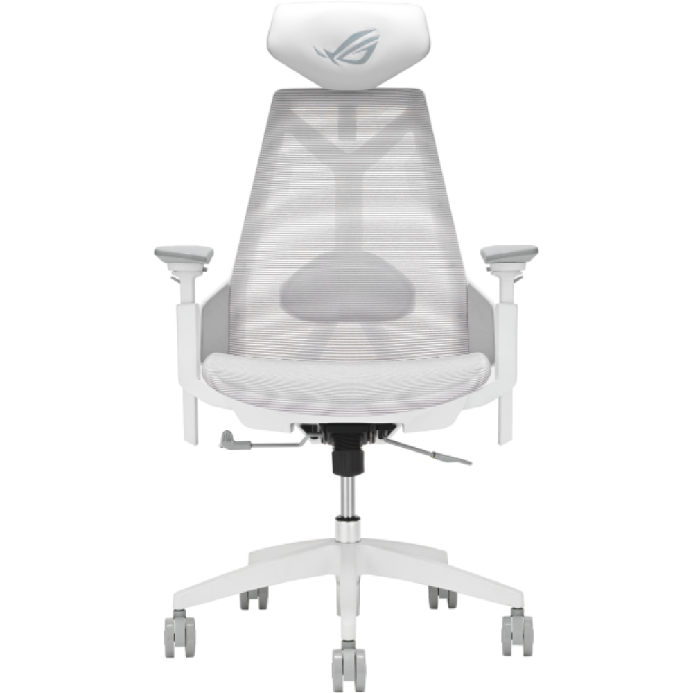 ASUS ROG SL400C Destrier Core Ergo Gaming Chair, Futuristic Cyborg Aesthetic, Seat Adjustments, Mobile Gaming Arm Support Mode –  Moonlight White