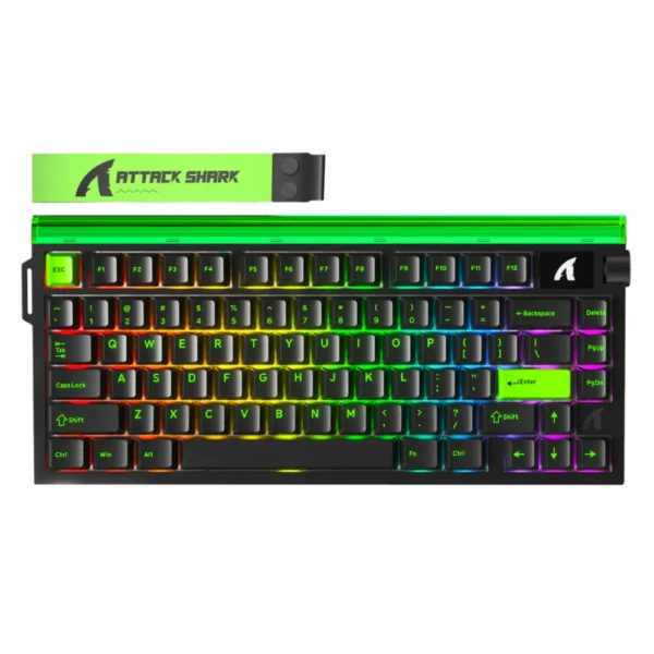 ATTACK SHARK R85 HE Rapid Trigger Wired Magnetic Gaming Keyboard, 75% with RGB Lightbox & Volume Knob - Black Green