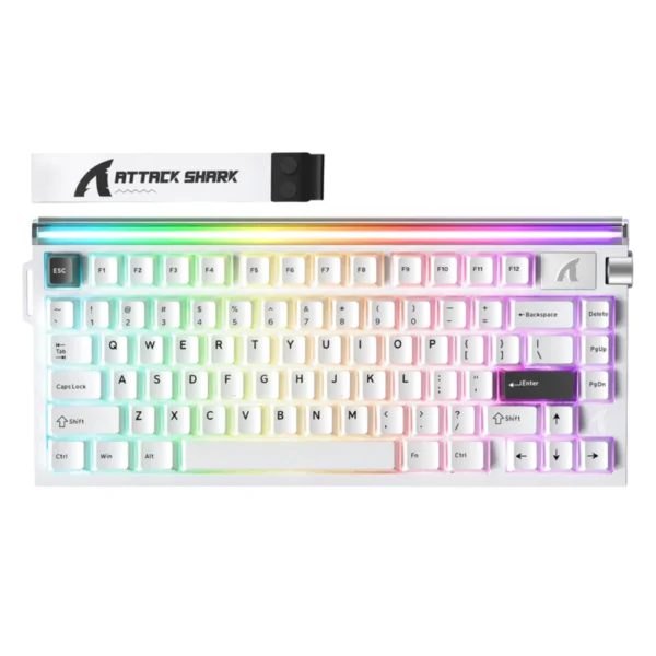 ATTACK SHARK R85 HE Rapid Trigger Wired Magnetic Gaming Keyboard, 75% with RGB Lightbox & Volume Knob - Starlight White