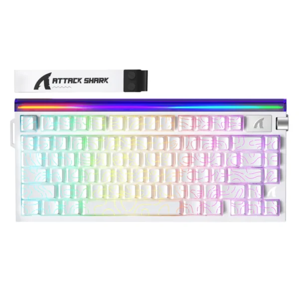 ATTACK SHARK R85 HE Rapid Trigger Wired Magnetic Gaming Keyboard, 75% with RGB Lightbox & Volume Knob - White Contours