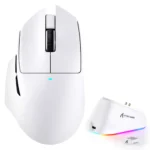 ATTACK SHARK V6 PAW3311 Ultra-Light Tri-mode Wireless Gaming Mouse, RGB Magnetic Charging Dock, Bluetooth 5.2, 2.4GHz & Wired, 25,000 DPI, 1000Hz Polling Rate, Omron Switches - White - Image 2