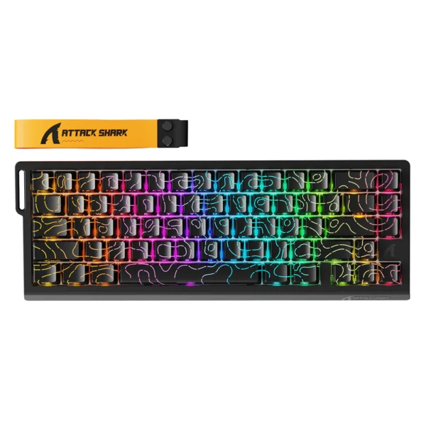 ATTACK SHARK X68PRO HE 65% Wireless Magnetic Gaming Keyboard, Tri-Mode Bluetooth/2.4GHz/USB-C, 8000Hz Polling Rate, Rapid Trigger, RGB Backlit, Hot Swappable PBT Keycaps - Black Contours