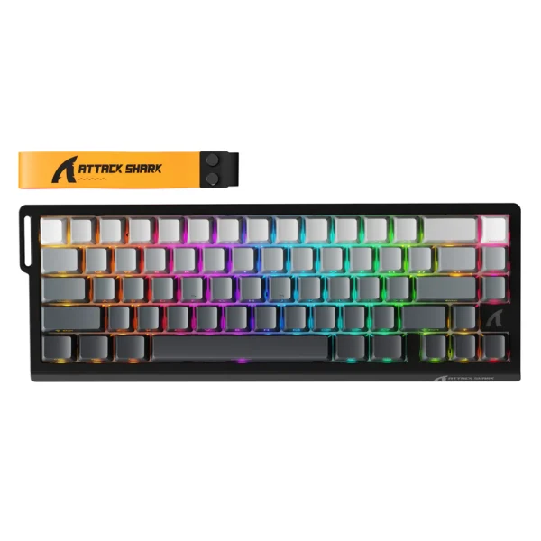 ATTACK SHARK X68PRO HE 65% Wireless Magnetic Gaming Keyboard, Tri-Mode Bluetooth/2.4GHz/USB-C, 8000Hz Polling Rate, Rapid Trigger, RGB Backlit, Hot Swappable PBT Keycaps - Black Gradient