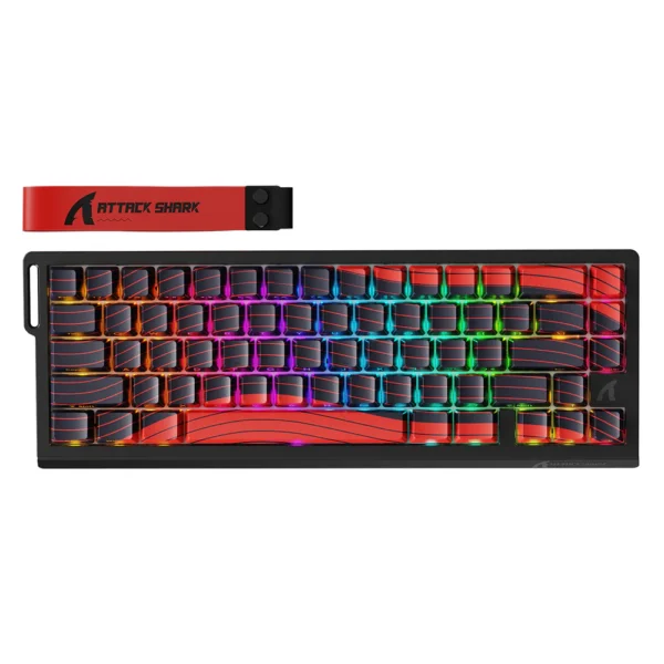 ATTACK SHARK X68PRO HE 65% Wireless Magnetic Gaming Keyboard, Tri-Mode Bluetooth/2.4GHz/USB-C, 8000Hz Polling Rate, Rapid Trigger, RGB Backlit, Hot Swappable PBT Keycaps - Red Contours