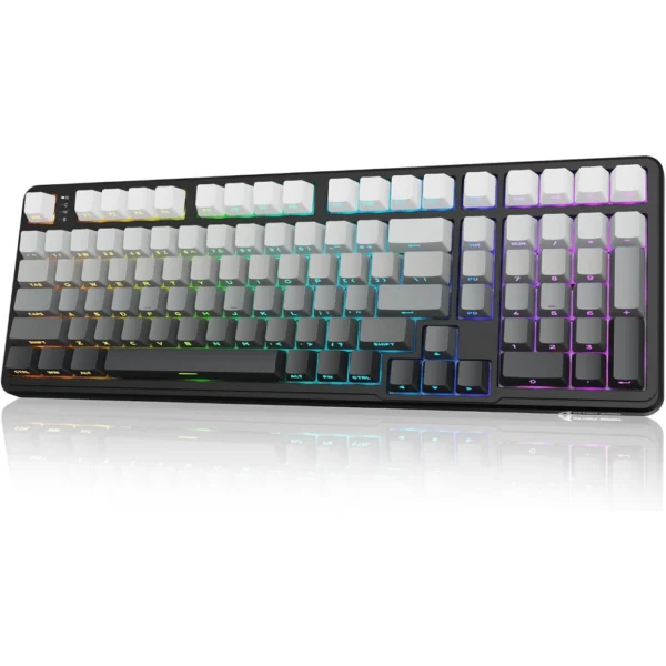ATTACK SHARK X98 Wireless Mechanical Gaming Keyboard, 102-Key Tri-Mode Bluetooth 5.0/2.4GHz/USB-C, Gasket Mount, Hot Swappable Switches, RGB Backlit PBT Keycaps - Black Gradient