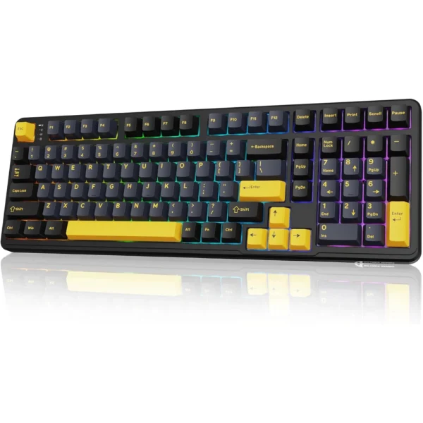ATTACK SHARK X98 Wireless Mechanical Gaming Keyboard, 102-Key Tri-Mode Bluetooth 5.0/2.4GHz/USB-C, Gasket Mount, Hot Swappable Switches, RGB Backlit PBT Keycaps - Star Black