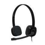 Logitech 981-000587 H151 Stereo Headset, Wired 3.5mm Headphones with Rotating Noise-Reducing Microphone - Black