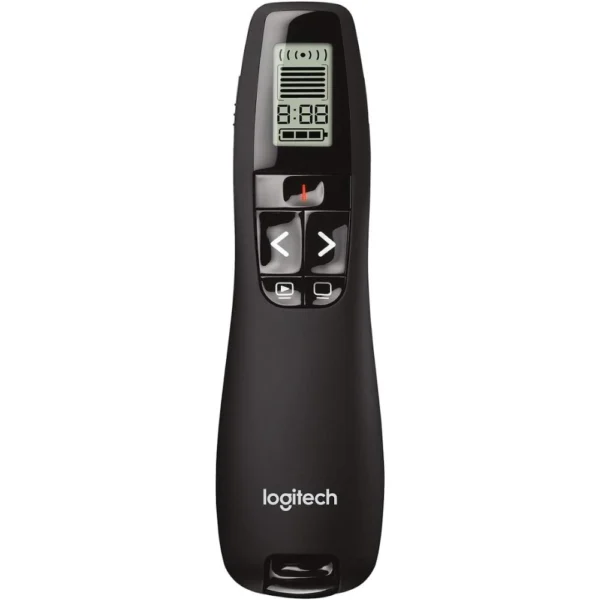 Logitech 910-001358 R800 Wireless Professional Presenter, Green Laser Pointer, LCD Display, 100ft Wireless Range, USB Receiver - Black