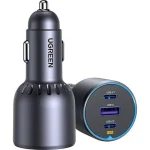 UGREEN 35024 EC703 75W 3-Port Metal Car Charger, Dual USB-C PD and USB-A Fast Car Charger - Space Gray - Image 2