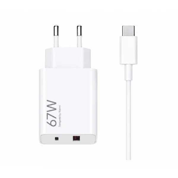 Xiaomi BHR07SKEU 67W HyperCharge Power Adapter (Type-A), 67W USB-A Fast Wall Charger, QC 3.0 and PD Compatible, Smart Charging - White
