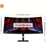 Xiaomi G34WQi 34-Inch 180Hz WQHD VA Curved Gaming Monitor, 3440×1440 Display, 1ms MPRT, FreeSync Premium, 95% DCI-P3, HDMI & DisplayPort - Black - Image 4