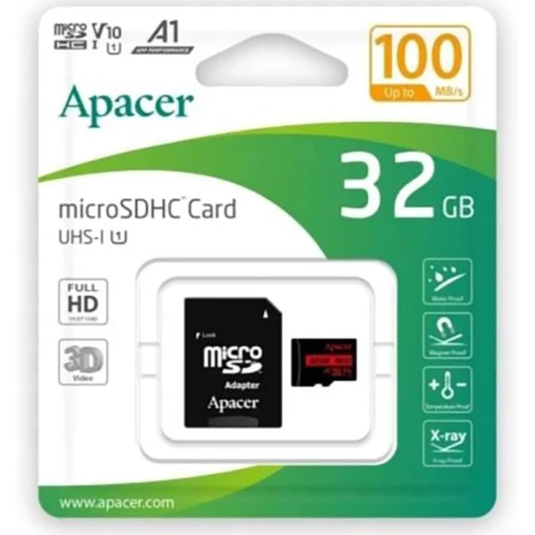 Apacer AP32GMCSH10UB-R  microSD Card ,Up to 100MB/s Read Speed, MicroSD Card for Everyday Storage