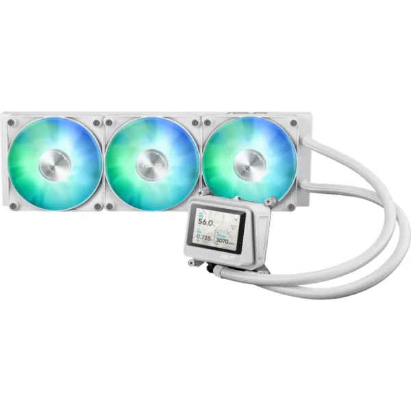 ASUS MAX Gaming LC 360 ARGB LCD 360mm AIO CPU Liquid Cooler, 2.4-inch IPS LCD, ARGB Fans, AMD AM5 & AM4/Intel LGA 1851 & 1700 Supported - White