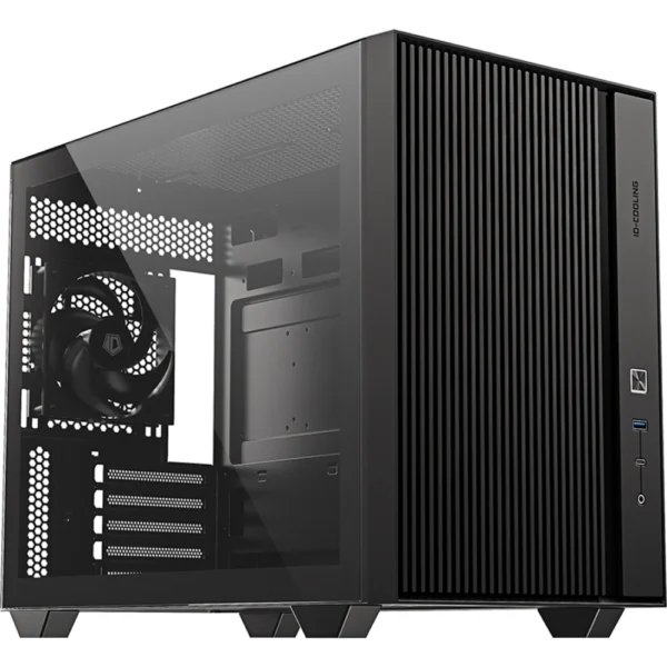 ID-COOLING FLOW 500 AIR Micro-ATX Mini Tower PC Case, Tempered Glass, USB Type-C, 3x Pre-Installed Fans - Black
