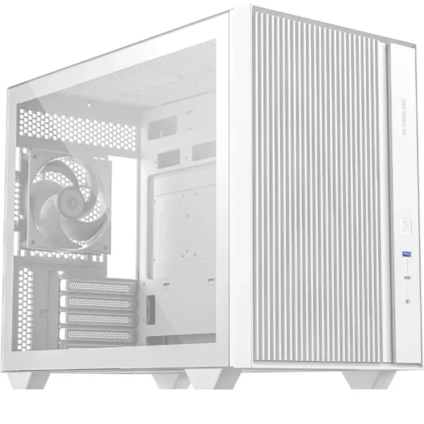 ID-COOLING FLOW 500 AIR Micro-ATX Mini Tower PC Case, Tempered Glass, USB Type-C, 3x Pre-Installed Fans - White
