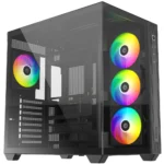ID-COOLING VIEW 510 ARGB ATX Mid-Tower PC Case, Tempered Glass, USB Type-C, 4x Pre-Installed Fans - Black