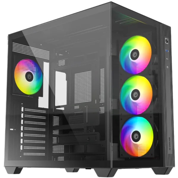 ID-COOLING VIEW 510 ARGB ATX Mid-Tower PC Case, Tempered Glass, USB Type-C, 4x Pre-Installed Fans - Black