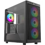 ID-COOLING WARE 510 ARGB ATX Mid-Tower PC Case, Tempered Glass, USB Type-C, 4x Pre-Installed Fans - Black