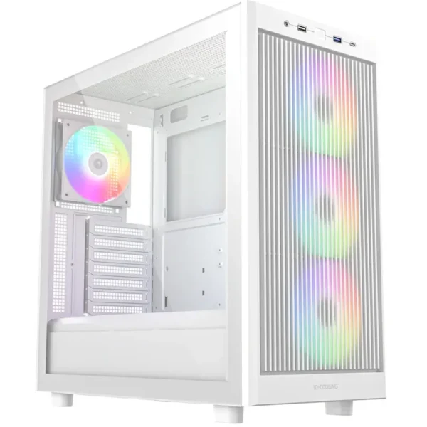 ID-COOLING WARE 510 ARGB ATX Mid-Tower PC Case, Tempered Glass, USB Type-C, 4x Pre-Installed Fans - White
