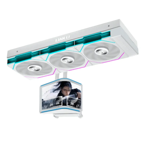 LIAN LI HydroShift II OLED Curved 360TL 360mm AIO CPU Liquid Cooler with 6.67-inch 2K Curved OLED Display, UNI FAN TL FLEX, L-Connect 3 - White