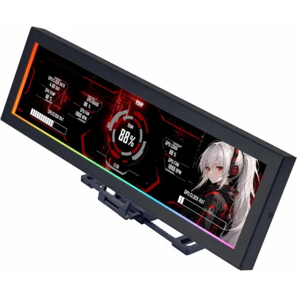 Lian Li SM088X 8.8-inch Universal Screen (US88v1) for PC - Adjustable Mounting for Any Computer Setup - Customizable ARGB Frame - PC Temperature Display Panel - LCD Screen Display - Mini Monitor