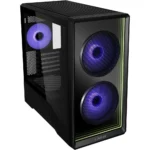 LIAN LI Vector V150 INF Mid Tower M-ATX Gaming Case, Tempered Glass, 360mm Radiator Support, Back-Connect Motherboard Support, 3x Pre-Installed ARGB Infinity Fans - Black