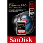 SanDisk Extreme SDSDXXU-064G-GN4IN Memory Card, Up to 200MB/s Read Speed, U3, V30, Class 10, 4K UHD SD Card for DSLR Cameras - 64GB