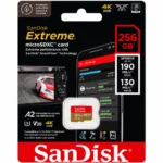 SanDisk Extreme SDSQXAV-256G-GN6MN microSD Card, Up to 190MB/s Read Speed, A2, U3, V30, 4K UHD Memory Card - 256GB