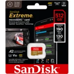 SanDisk Extreme SDSQXAV-512G-GN6MN microSD Card, Up to 190MB/s Read Speed, A2, U3, V30, 4K UHD Memory Card - 512GB