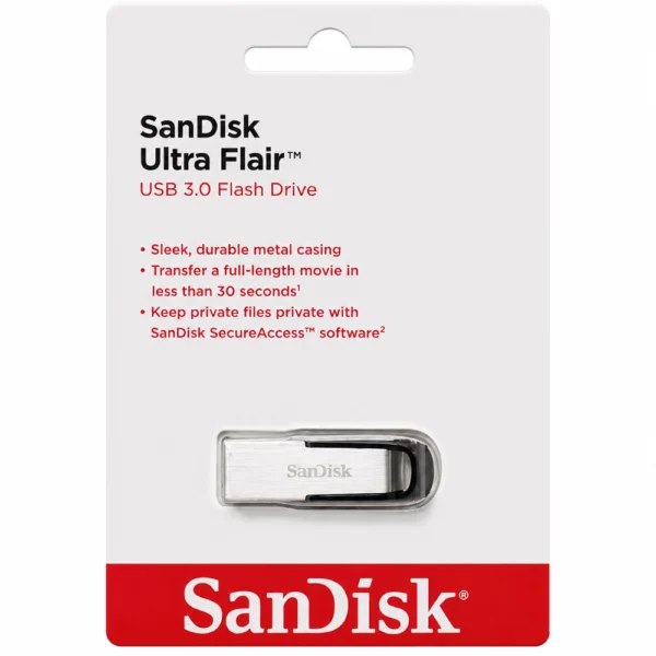 SanDisk Ultra Flair SDCZ73-064G-G46 Flash Drive, Up to 150MB/s Read Speed, Metal Design
