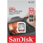 SanDisk Ultra SDSDUNB-064G-GN6IN Memory Card, Up to 140MB/s Read Speed, Class 10 Full HD SD Card for DSLR Cameras - 64GB